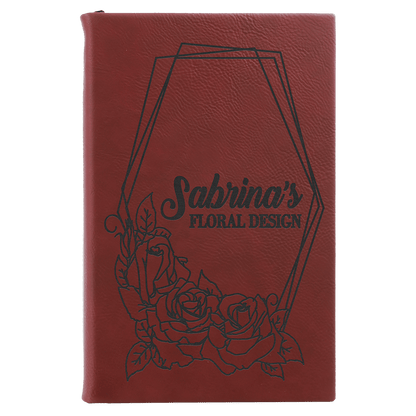 Rose 5 1/4" x 8 1/4" Laserable Leatherette Sketch Book with Unlined Notepad