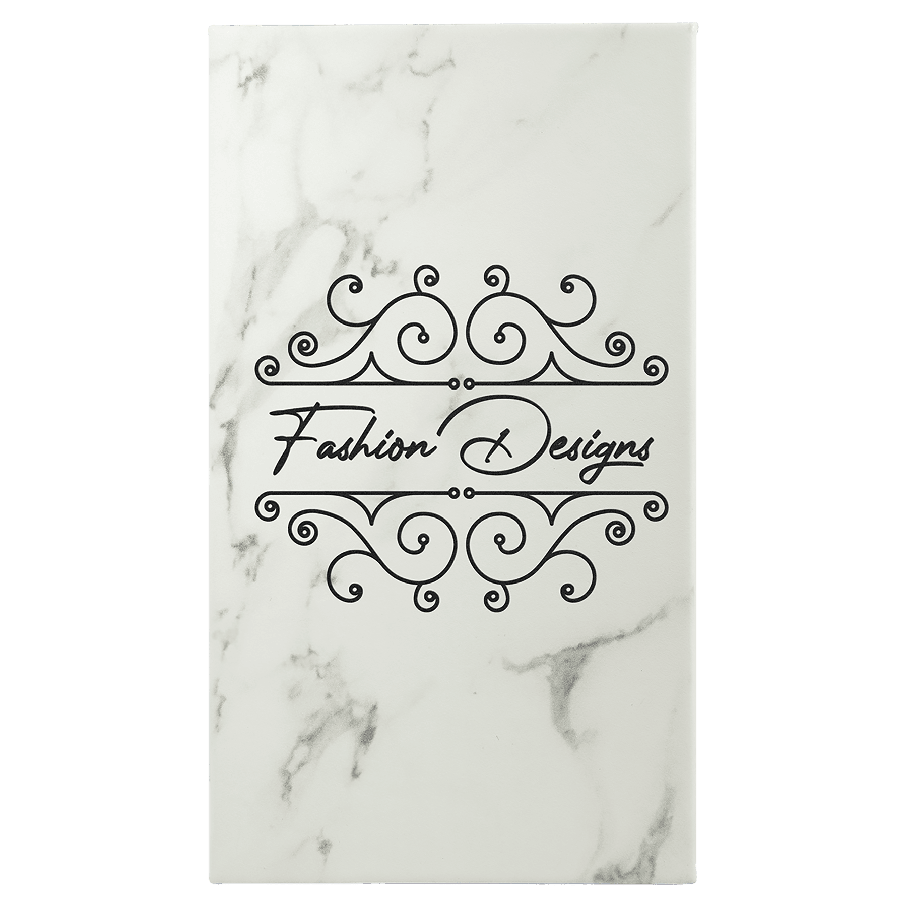 White Marble 5 1/4" x 8 1/4" Laserable Leatherette Sketch Book with Unlined Notepad