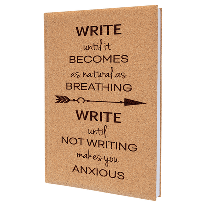 Cork 7" x 9 3/4" Laserable Leatherette Journal with Lined Notepad