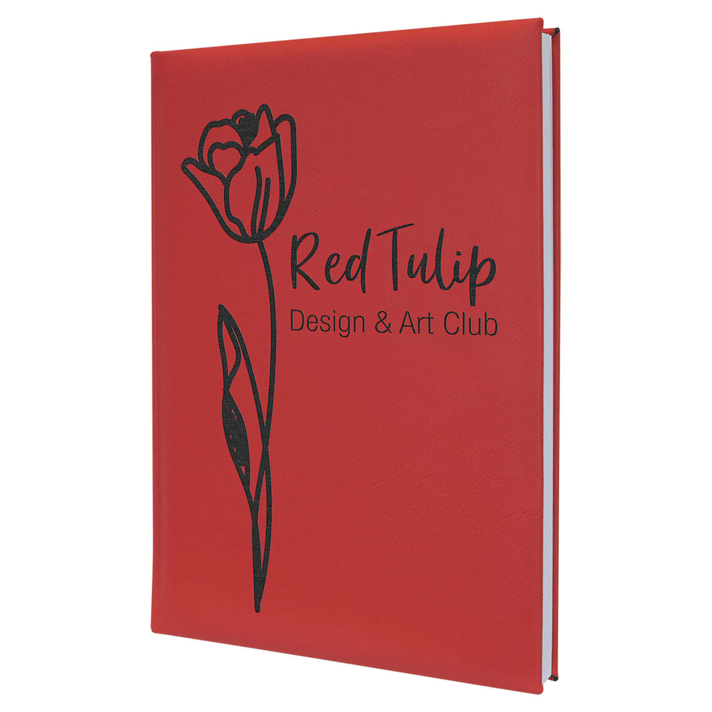 Red 7" x 9 3/4" Laserable Leatherette Sketch Book with Unlined Notepad