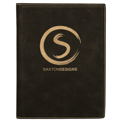 Black/Gold 7" x 9" Laserable Leatherette Small Portfolio with Notepad