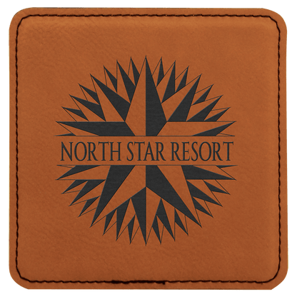 Rawhide 2 4" x 4" Square Laserable Leatherette 6-Coaster Set