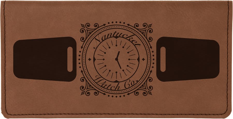 Dark Brown 6 3/4" x 3 1/2" Laserable Leatherette Checkbook Cover
