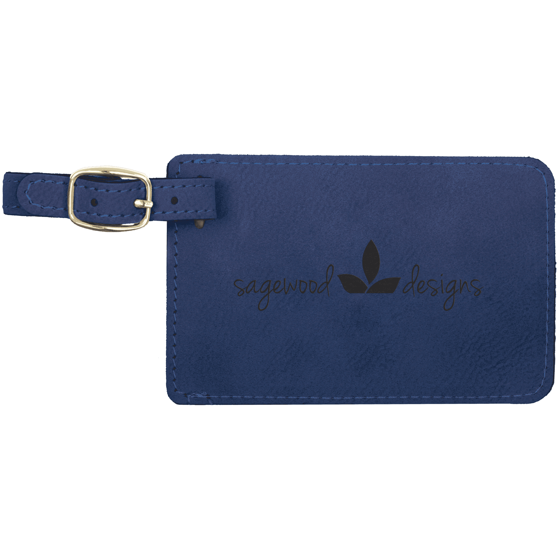 Blue/Black 4 1/4" x 2 3/4" Laserable Leatherette Luggage Tag