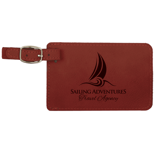 4 1/4" x 2 3/4" Rose Laserable Leatherette Luggage Tag