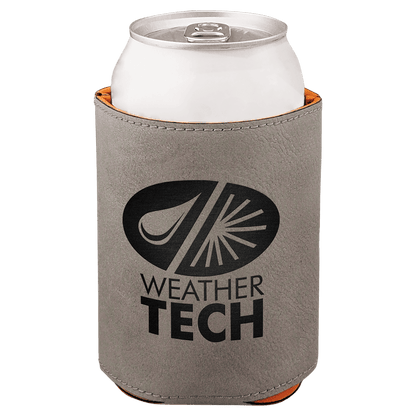 Gray 3 3/4" Laserable Leatherette Beverage Holder