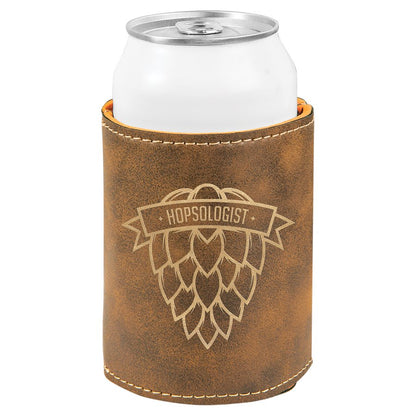 Rustic/Gold 3 3/4" Laserable Leatherette Beverage Holder