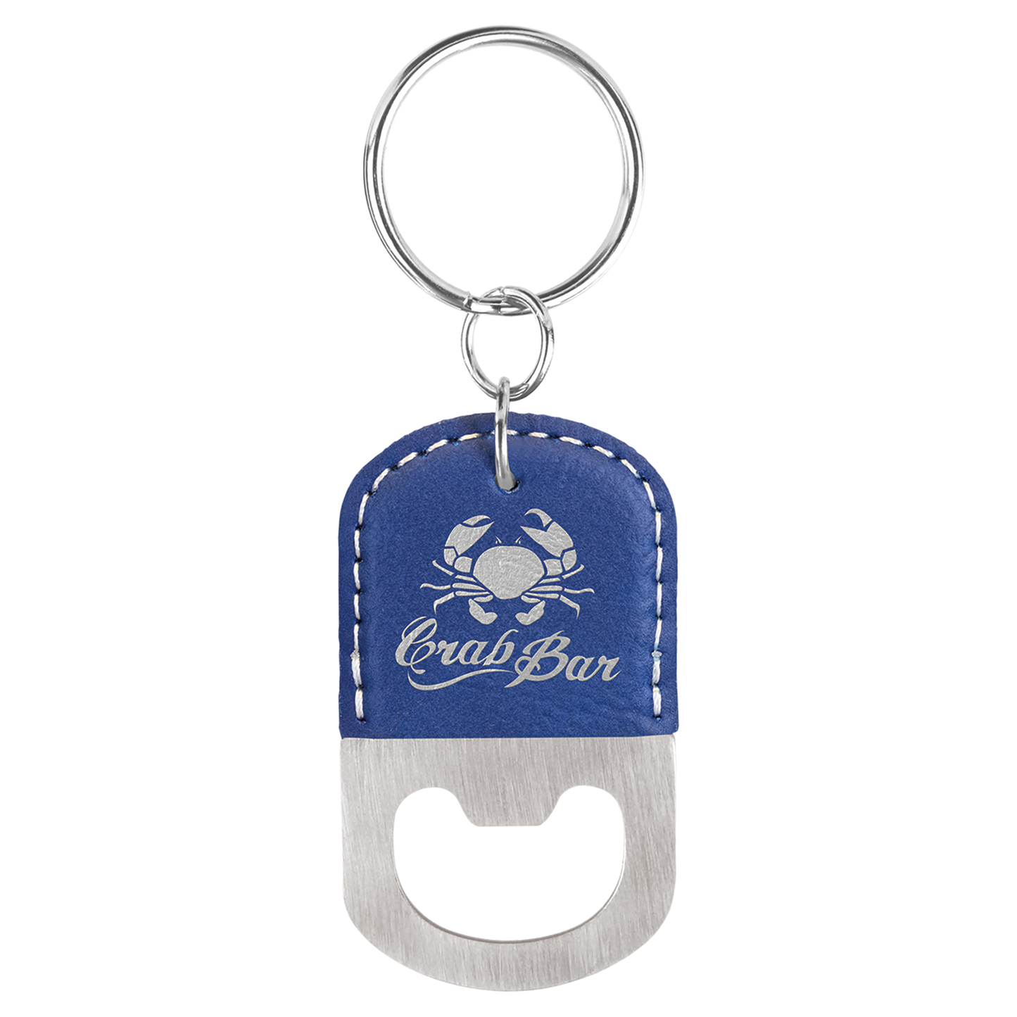 Leatherette Wrapped Stainless Steel Bottle Opener Keychain