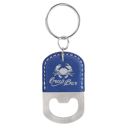 Leatherette Wrapped Stainless Steel Bottle Opener Keychain