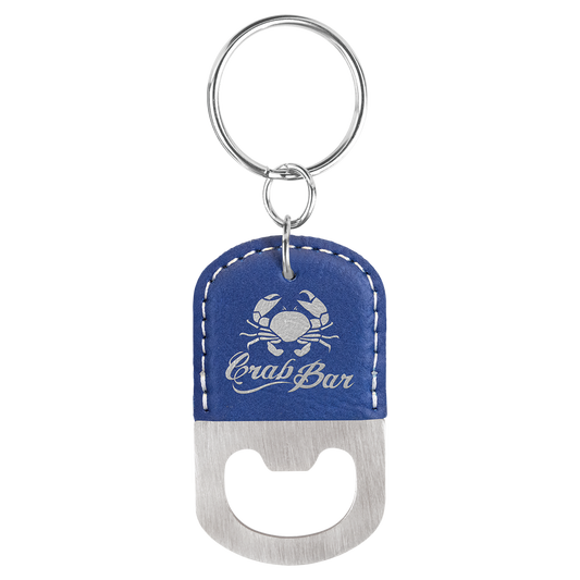 Leatherette Wrapped Stainless Steel Bottle Opener Keychain