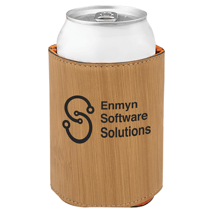 Bamboo 3 3/4" Laserable Leatherette Beverage Holder