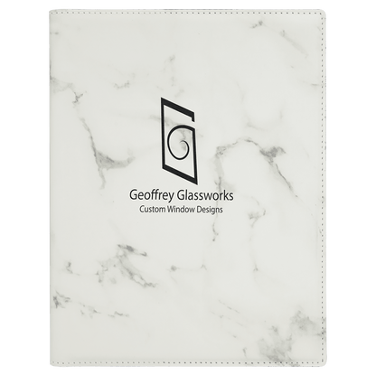 White Marble 7" x 9" Laserable Leatherette Small Portfolio with Notepad