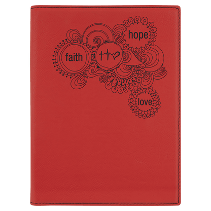 Red 7" x 9" Laserable Leatherette Small Portfolio with Notepad