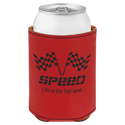 Red 3 3/4" Laserable Leatherette Beverage Holder