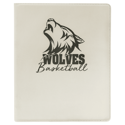 White/Black 9 1/2" x 12" Laserable Leatherette Portfolio with Notepad