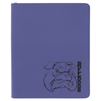 Purple 9 1/2" x 12" with Zipper Laserable Leatherette Portfolio with Notepad