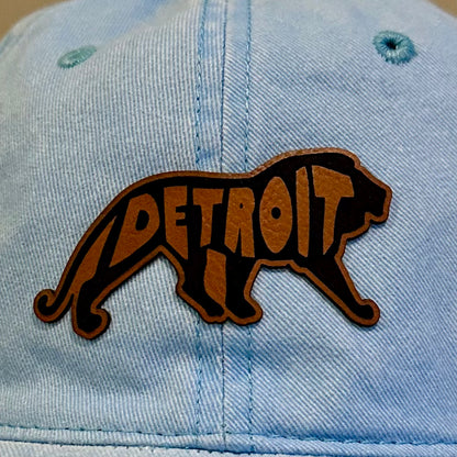 Detroit Lion Leather Patch Dad Hat