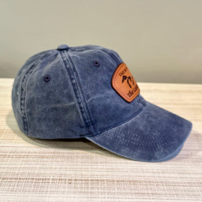 "Take Me to the Lakes" Genuine Leather Patch Dad Hat – Vintage Blue