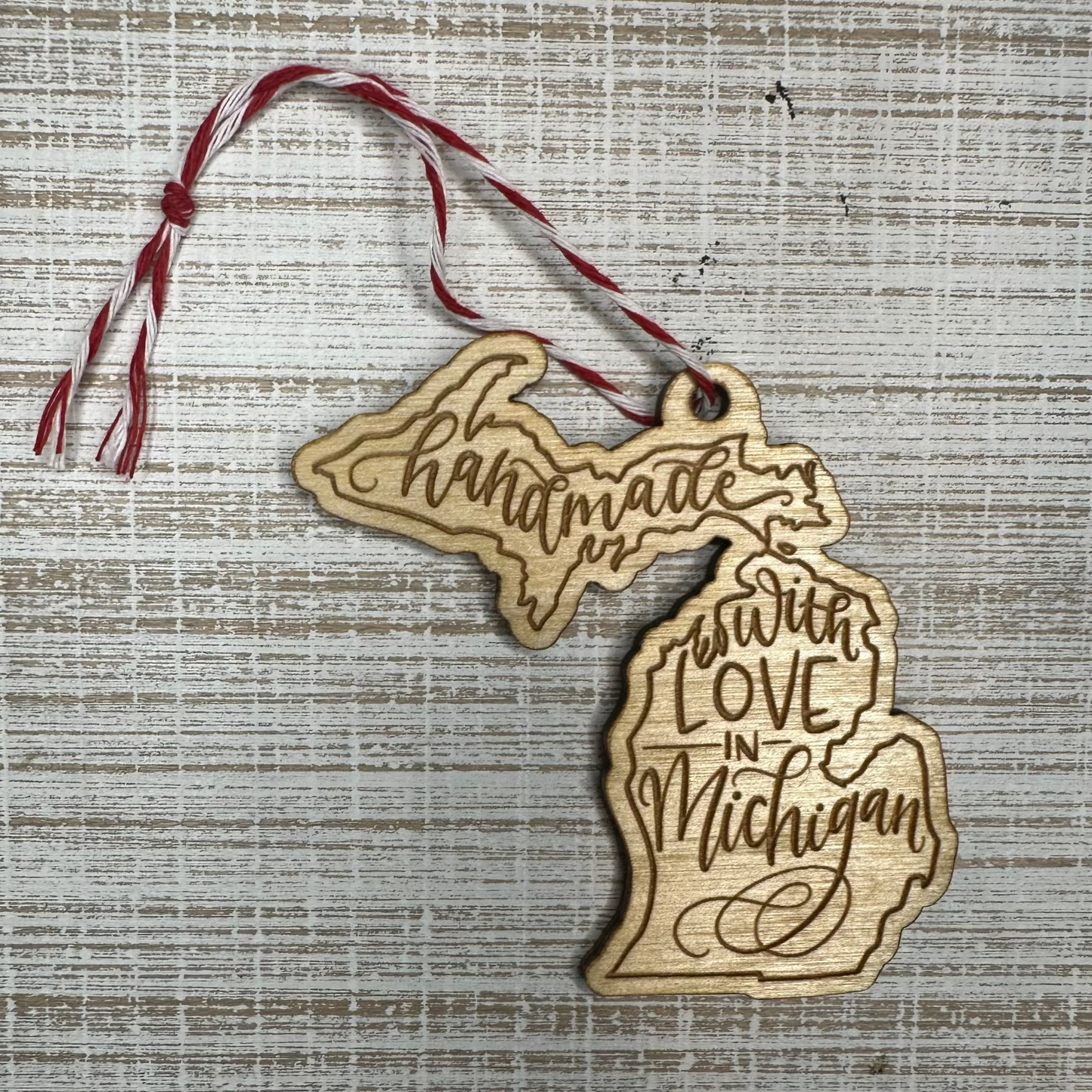 Made in Michigan With Love Engraved Wood Gift Tag – 3"