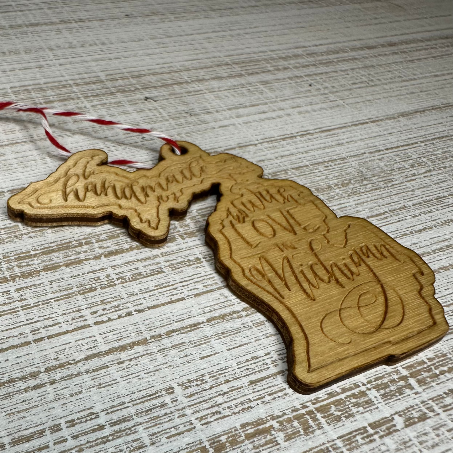 Made in Michigan With Love Engraved Wood Gift Tag – 3"