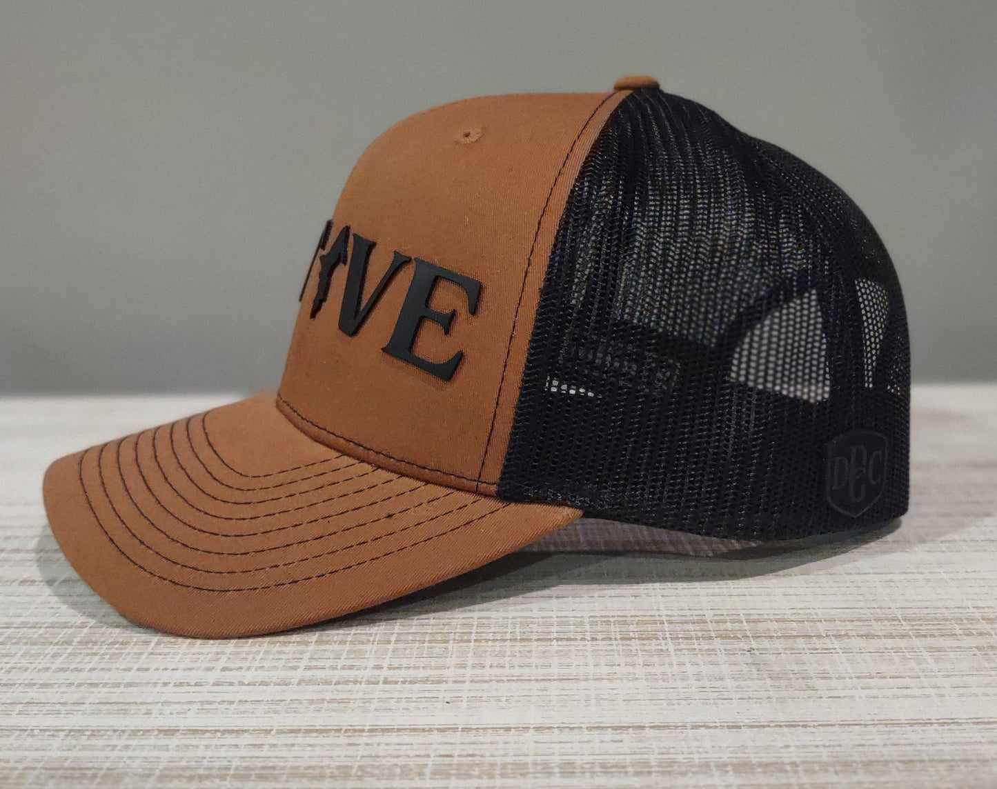Michigan Native UP and LP Leatherette Detail Snap Back Hat - Carmel and Black