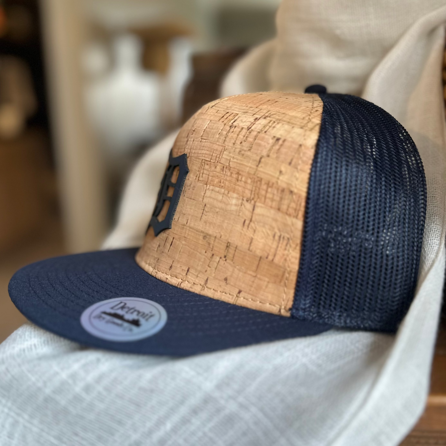 Detroit D Hat - Navy Blue and Cork