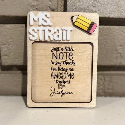 Personalized Teacher Post-It Note Holder