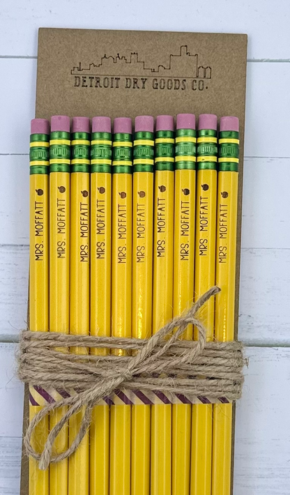 Personalized Ticonderoga #2 Pencils - Yellow or Pastel - Teacher Name Pencils