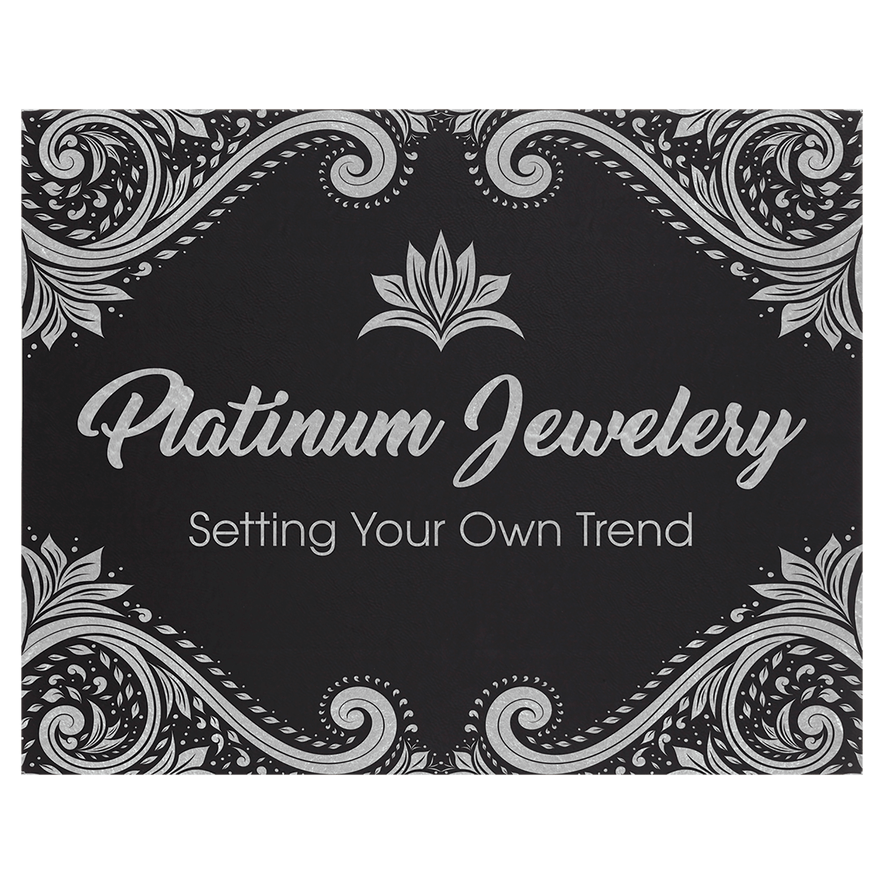 Black/Silver 12" x 18" Laserable Leatherette Wall Decor with Sawtooth Hanger