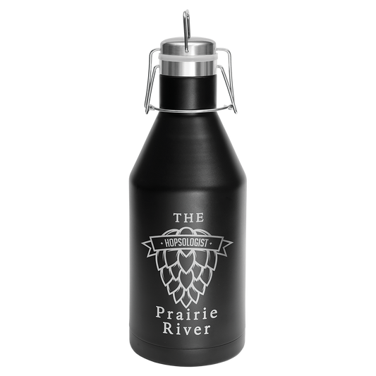 Laser Engraved 64 oz. Black Vacuum Insulated Growler with Swing-Top Lid