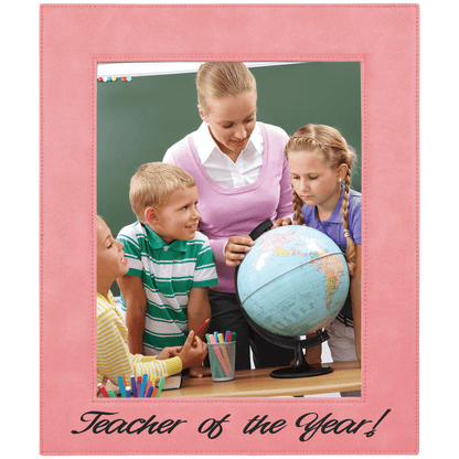 Pink 8" x 10" Laserable Leatherette Photo Frame