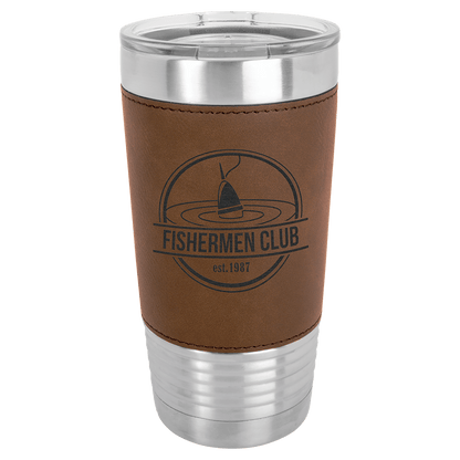 Dark Brown Polar Camel 20 oz. Laserable Leatherette Tumbler with Clear Lid