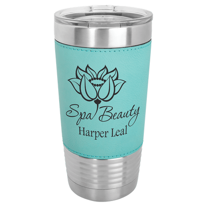 Teal Polar Camel 20 oz. Laserable Leatherette Tumbler with Clear Lid