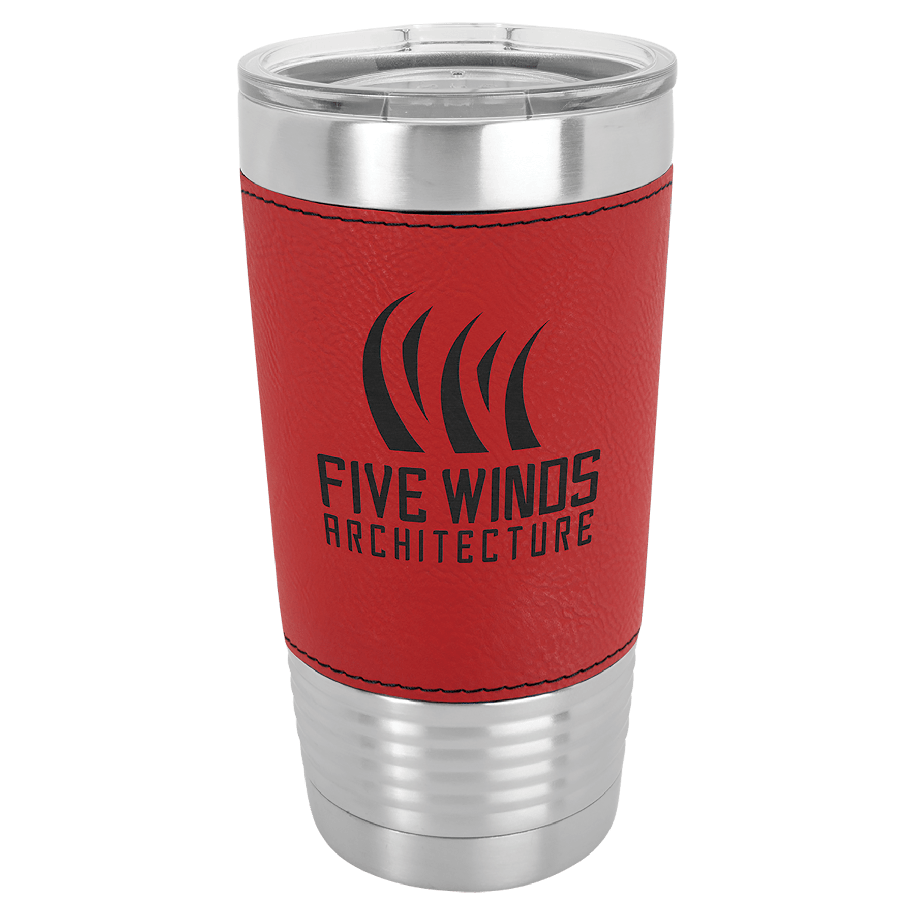 Red Laserable Leatherette Tumbler with Clear Polar Camel 20 oz. Lid