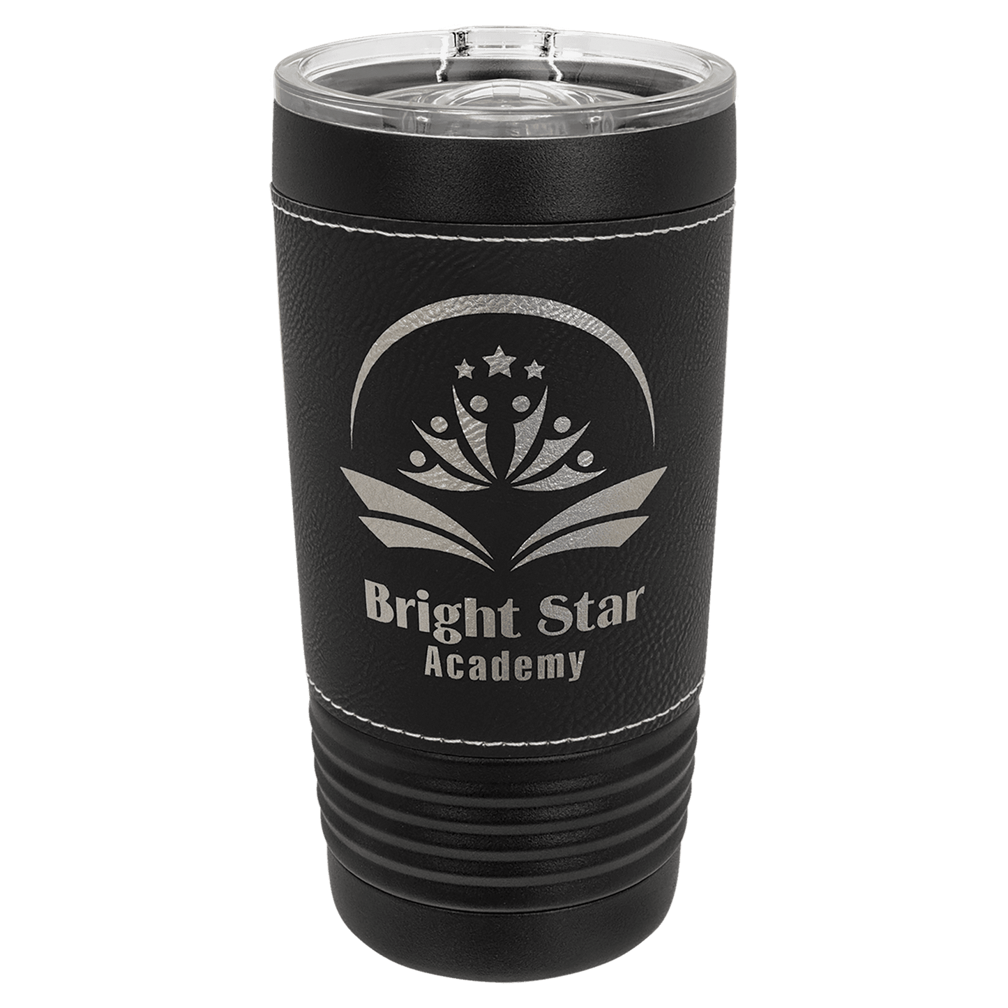Black with Black/Silver Polar Camel 20 oz. Leatherette Tumbler with Slider Lid