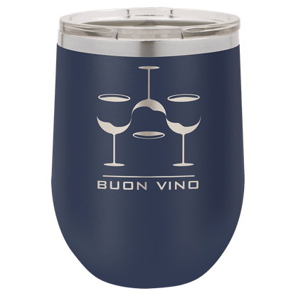 Navy Blue Polar Camel 12 oz. Vacuum Insulated Stemless Wine Tumbler with Lid