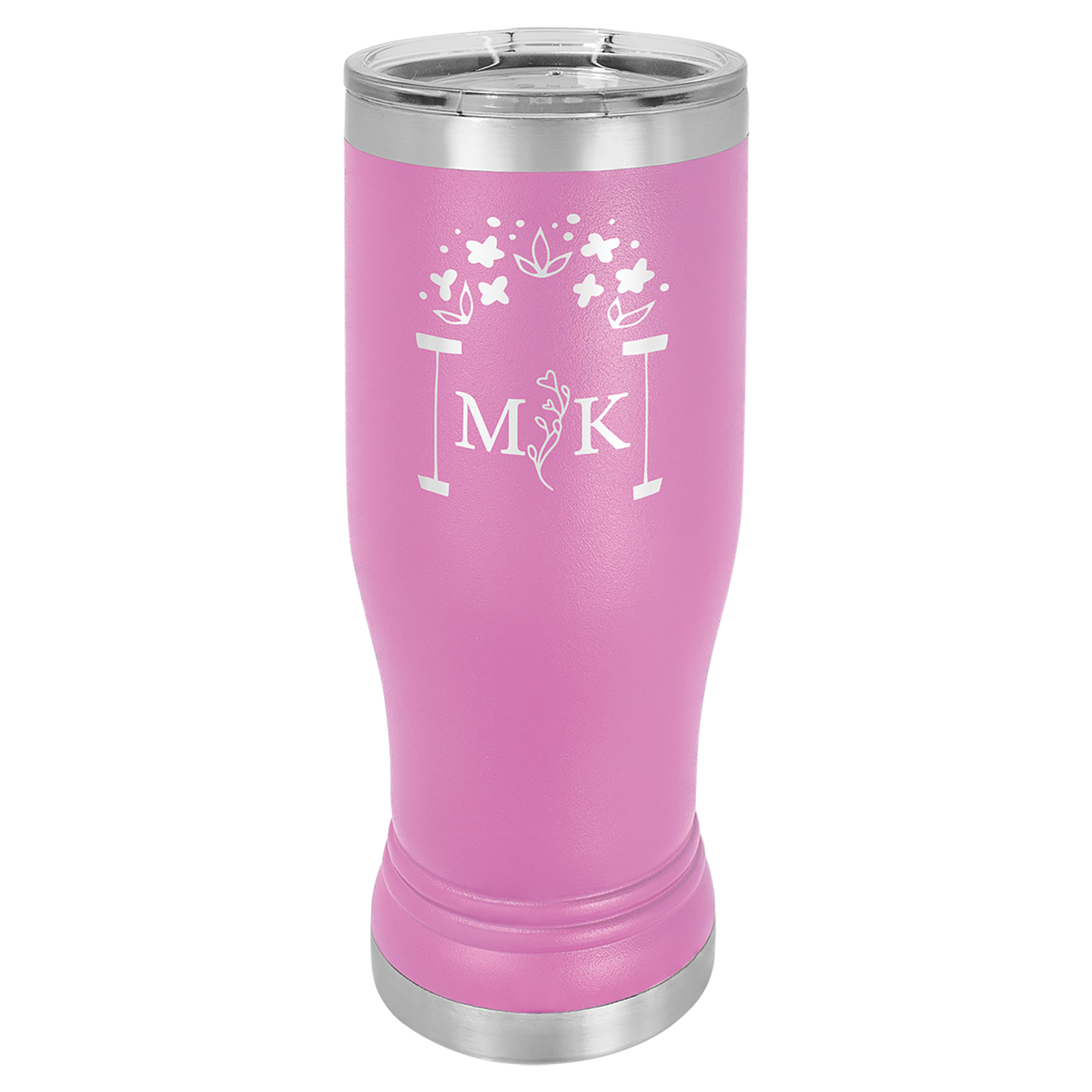 Laser Engraved 14 or 20 oz. Pilsner Tumbler with Clear Lid