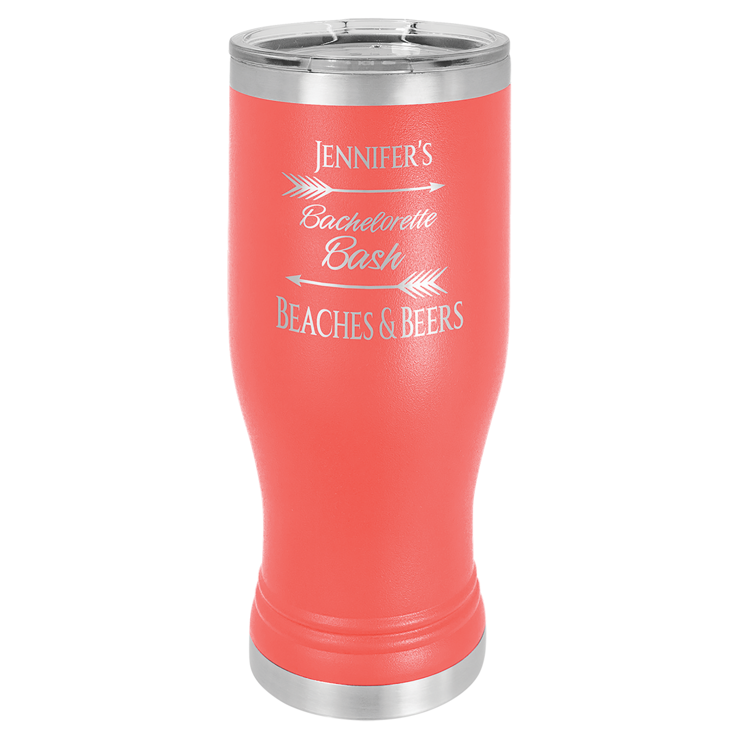 Laser Engraved 14 or 20 oz. Pilsner Tumbler with Clear Lid