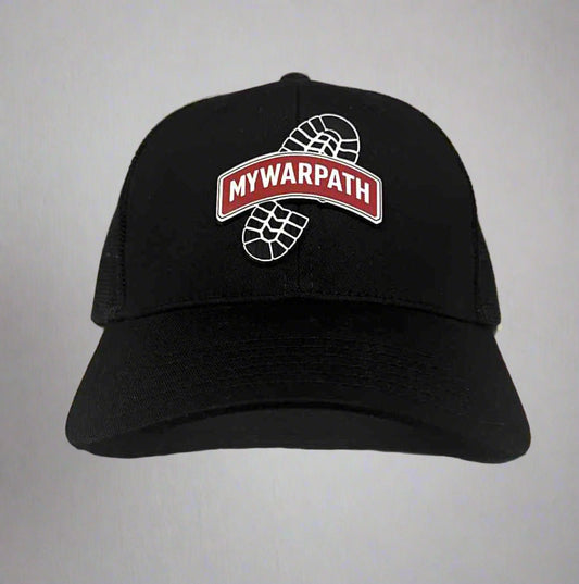MYWARPATH Black and Red Patch Hat