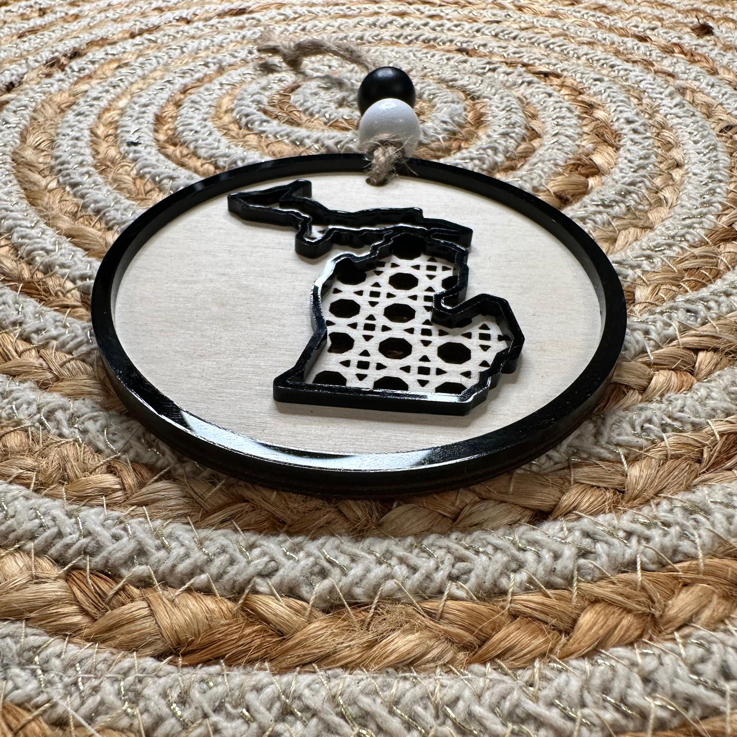 Michigan Rattan Christmas Ornament - Laser Cut Wood and Acrylic