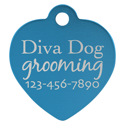 Blue 1" x 1" Laserable Anodized Aluminum Heart Pet Tag