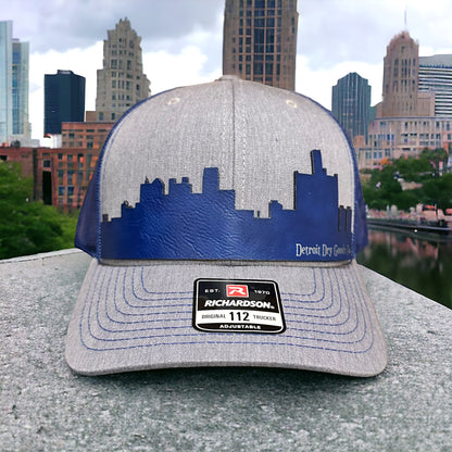 Detroit City Skyline Leatherette Patch Hat