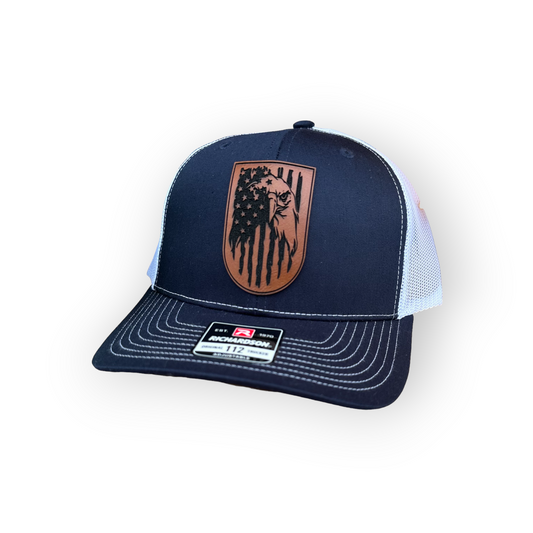 American Flag Eagle Leatherette Patch Richardson Snap Back