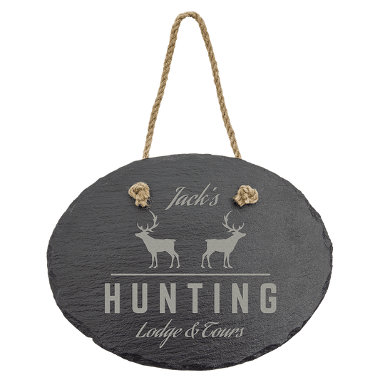 7 3/4" x 6" Oval Slate Decor with Hanger String