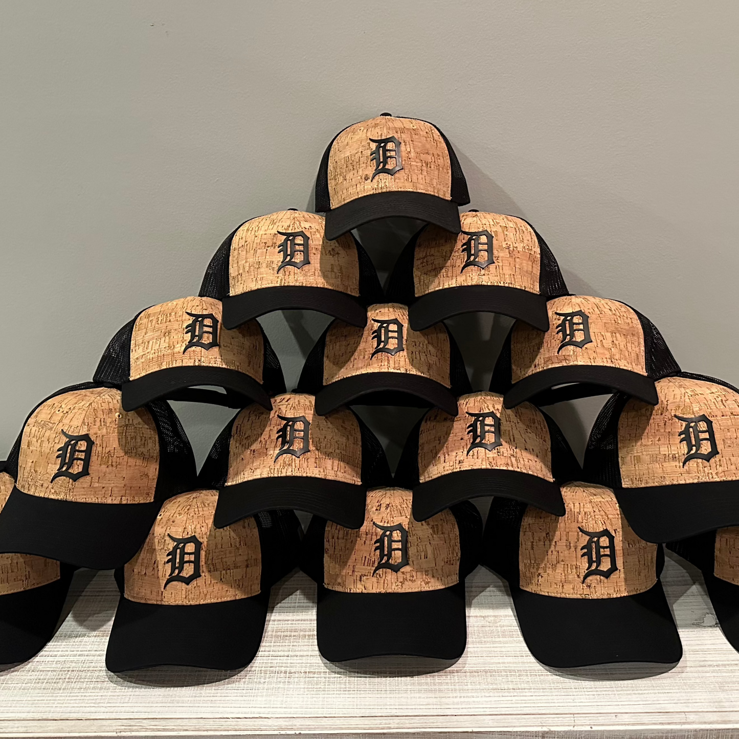 Detroit D Hat - Black and Cork