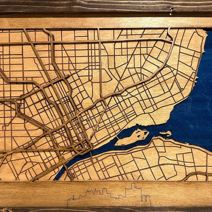 Detroit Tri-Layer Map - Handmade