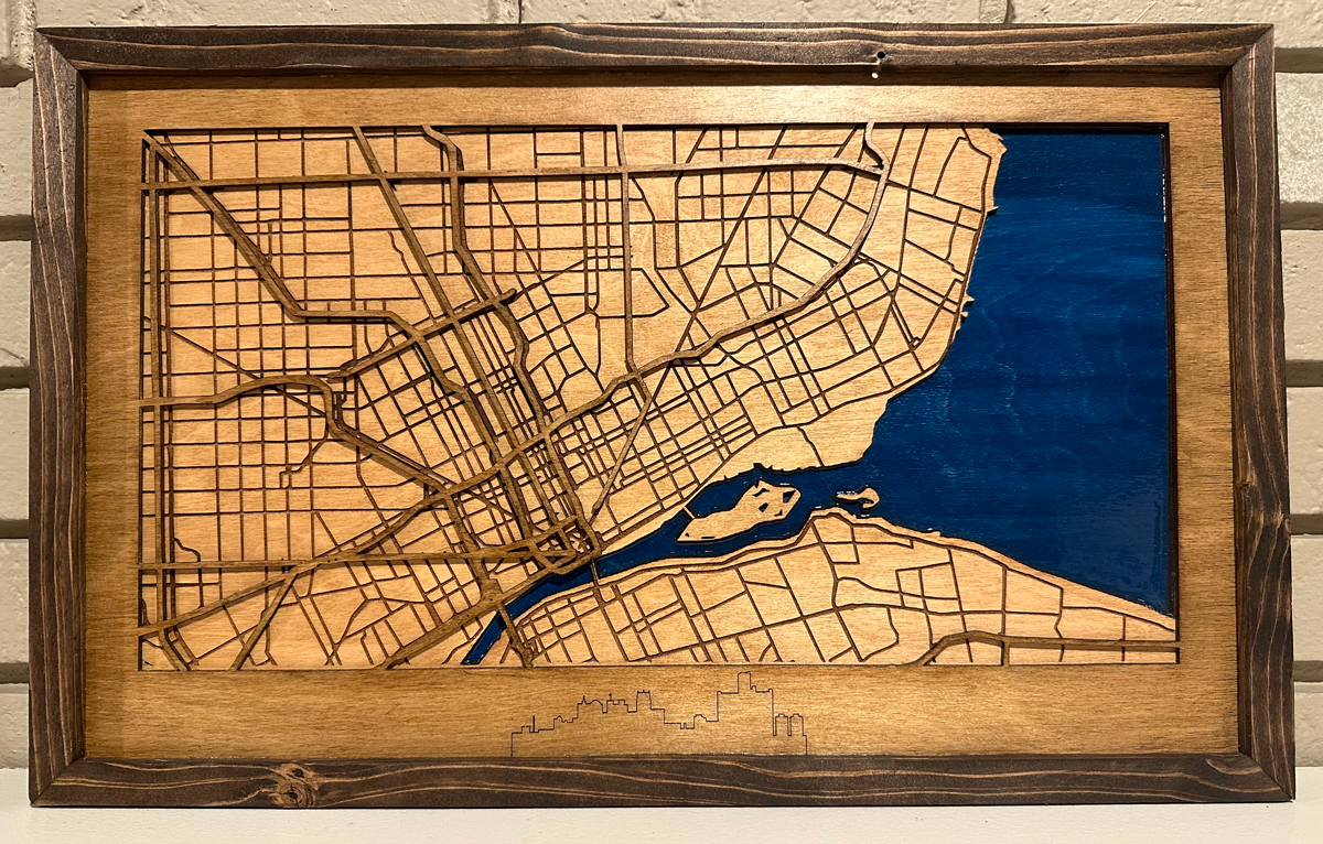 Detroit Tri-Layer Map - Handmade