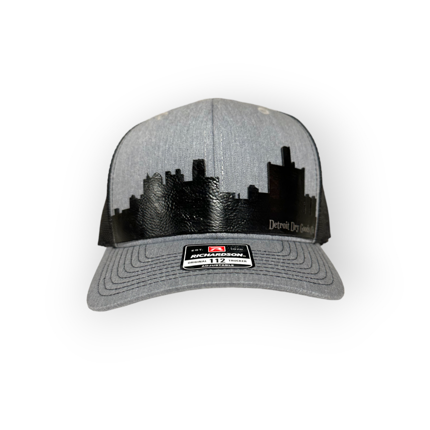 Detroit City Skyline Leatherette Patch Hat