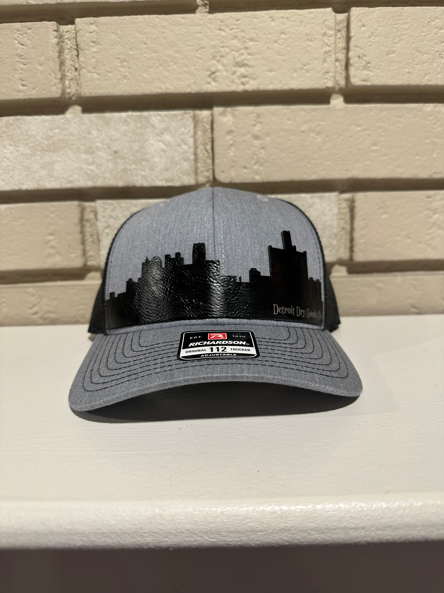 Detroit City Skyline Leatherette Patch Hat