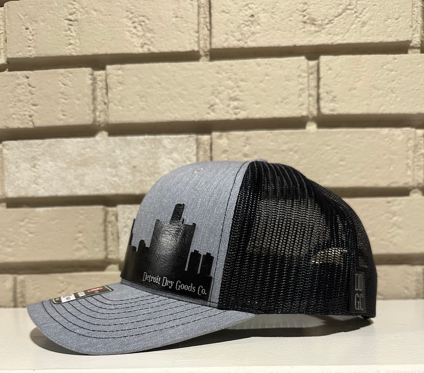 Detroit City Skyline Leatherette Patch Hat